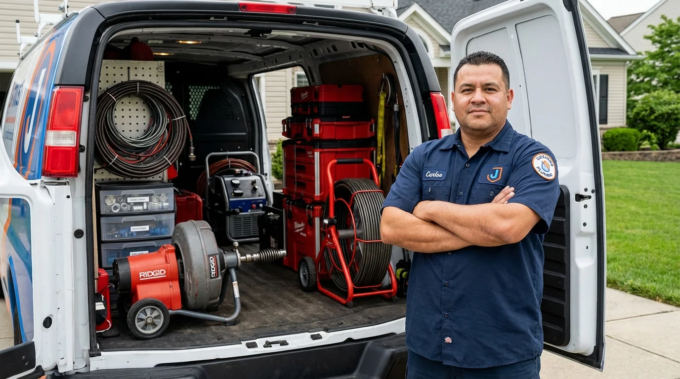 Professional drain cleaning equipment and Johns Plumbing LLC plumber in Combes